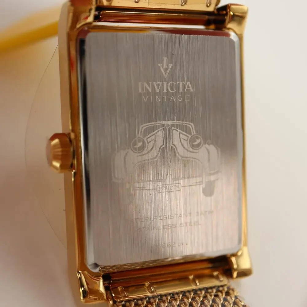 Invicta Men's Gold Tone 40mm Tank Watch Calendar Sweeping Second Hand 46862